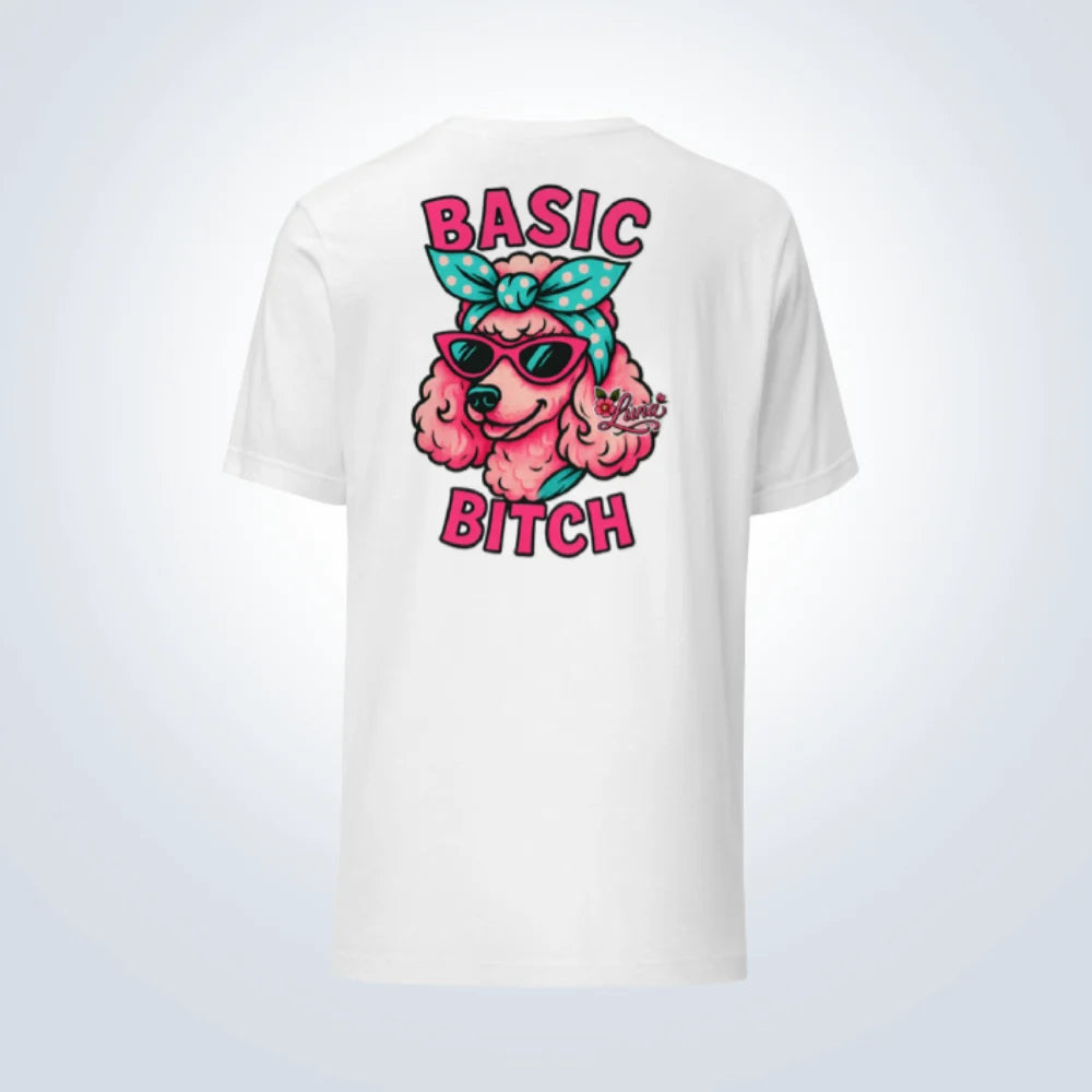Basic Bitch Poodle Personalised T-Shirt – White – Back View