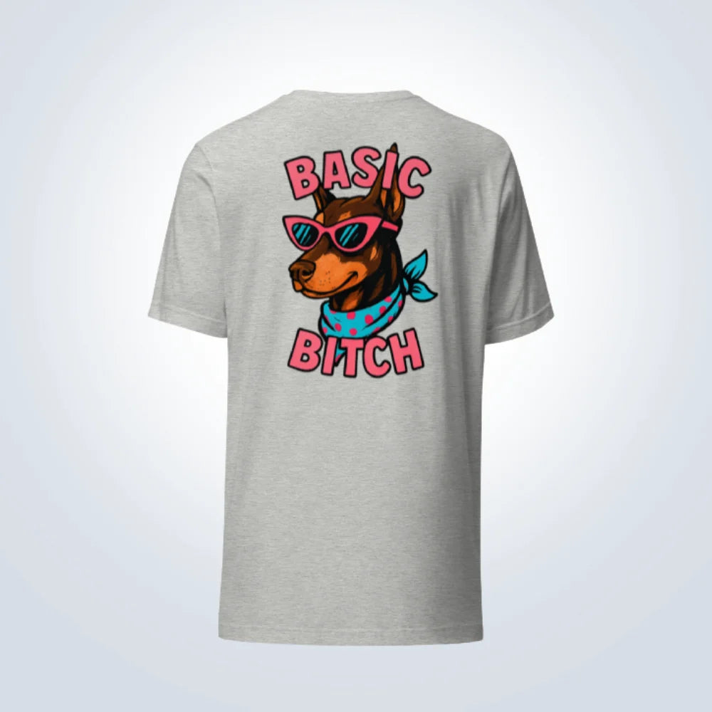 Basic Bitch Doberman T-Shirt – Grey – Back View