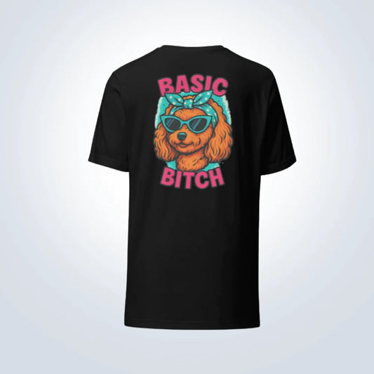 Basic Bitch Cavoodle T-Shirt – Black – Back View