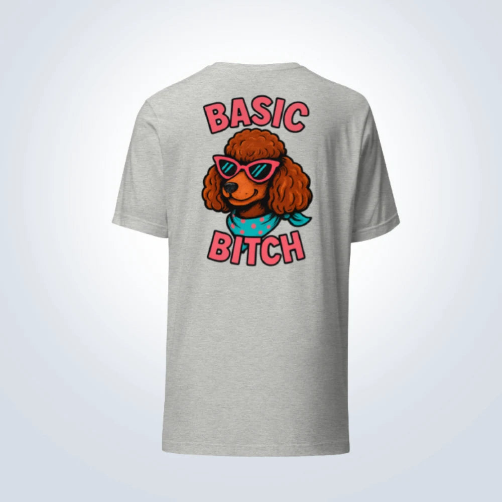 Basic Bitch Miniature Poodle T-Shirt – Grey – Back View