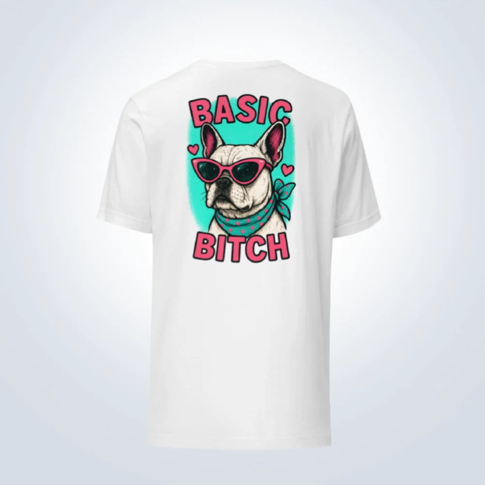 Basic Bitch French Bulldog T-Shirt – White – Back View