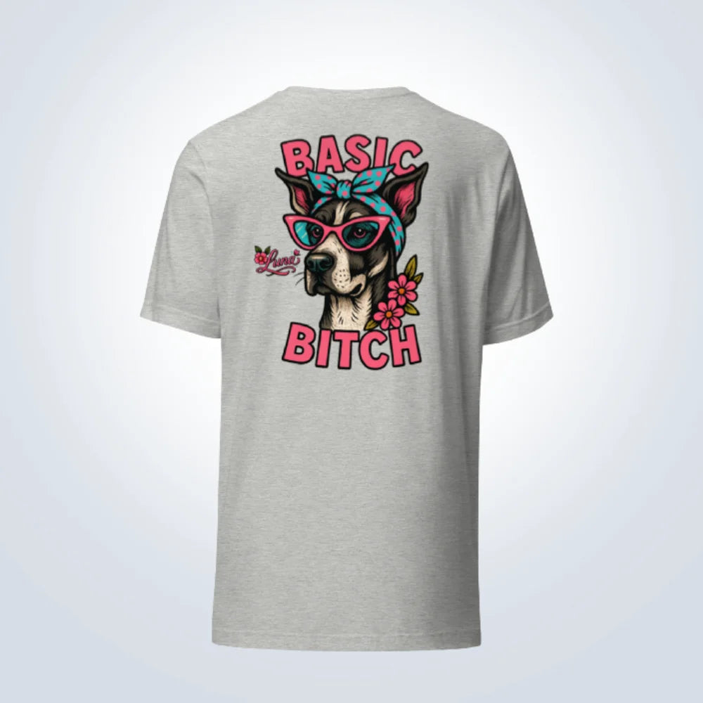Basic Bitch Great Dane Personalised T-Shirt – Grey – Back View