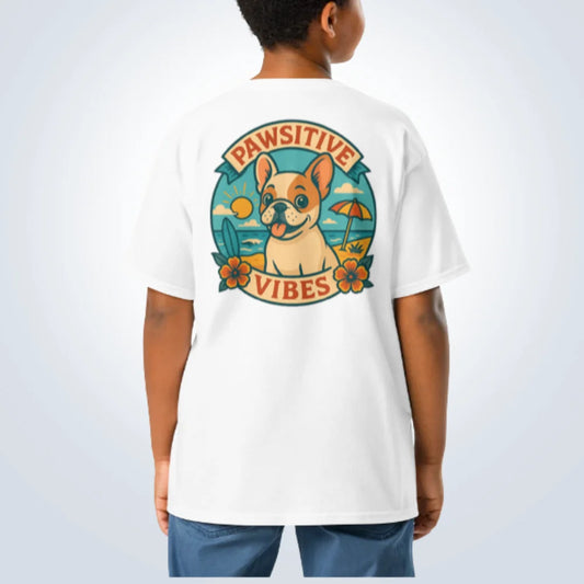 Pawsitive Vibes French Bulldog T-Shirt – White – Back View