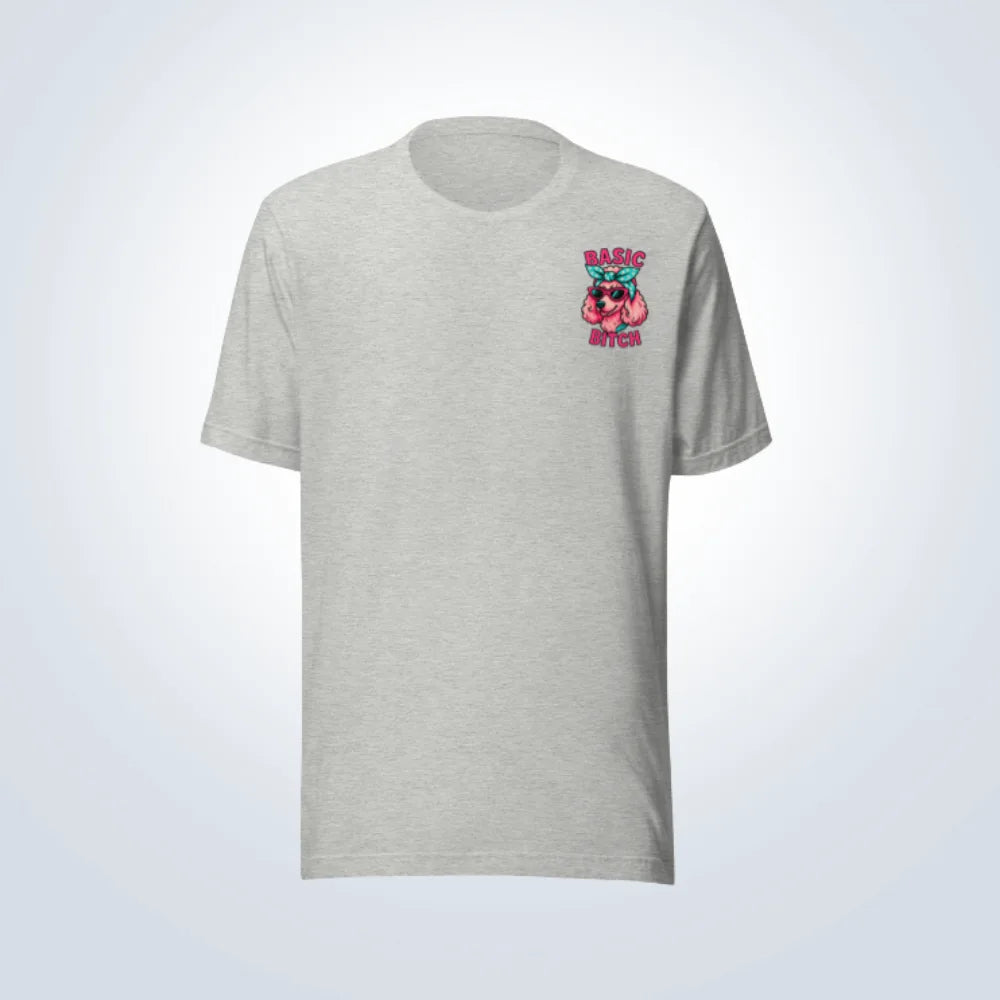 Basic Bitch Poodle T-Shirt – Grey – Front View