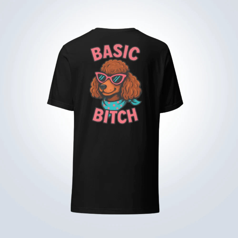 Basic Bitch Miniature Poodle T-Shirt – Black – Front View