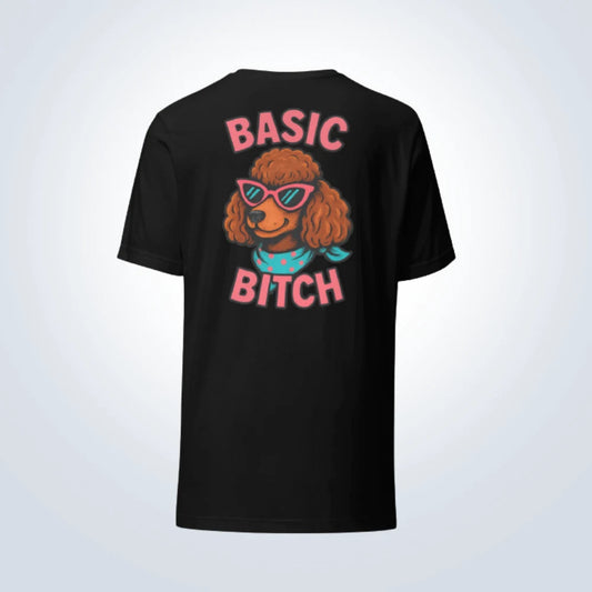 Basic Bitch Miniature Poodle T-Shirt – Black – Front View