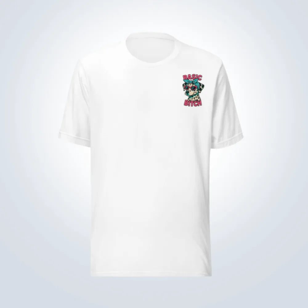 Basic Bitch Dalmatian T-Shirt – White – Front View