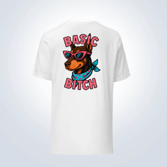 Basic Bitch Doberman T-Shirt – White – Back View