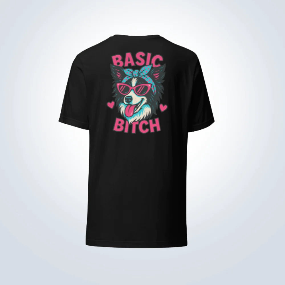 Basic Bitch Border Collie T-Shirt – Black – Black View