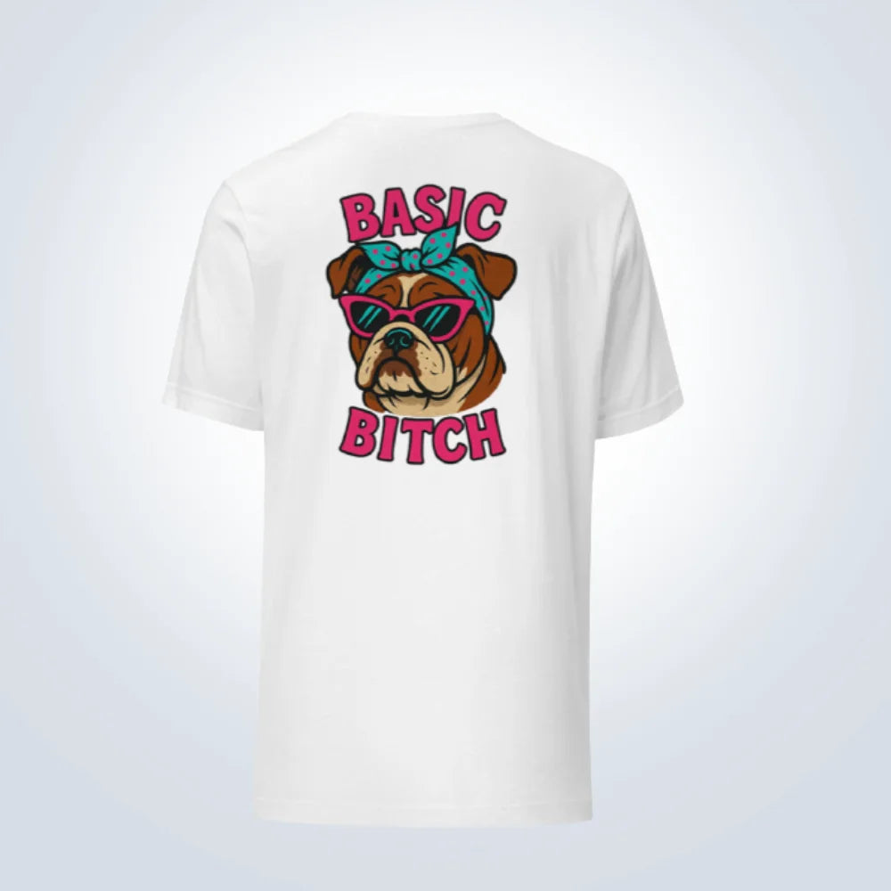 Basic Bitch Bulldog T-Shirt – White – Back View
