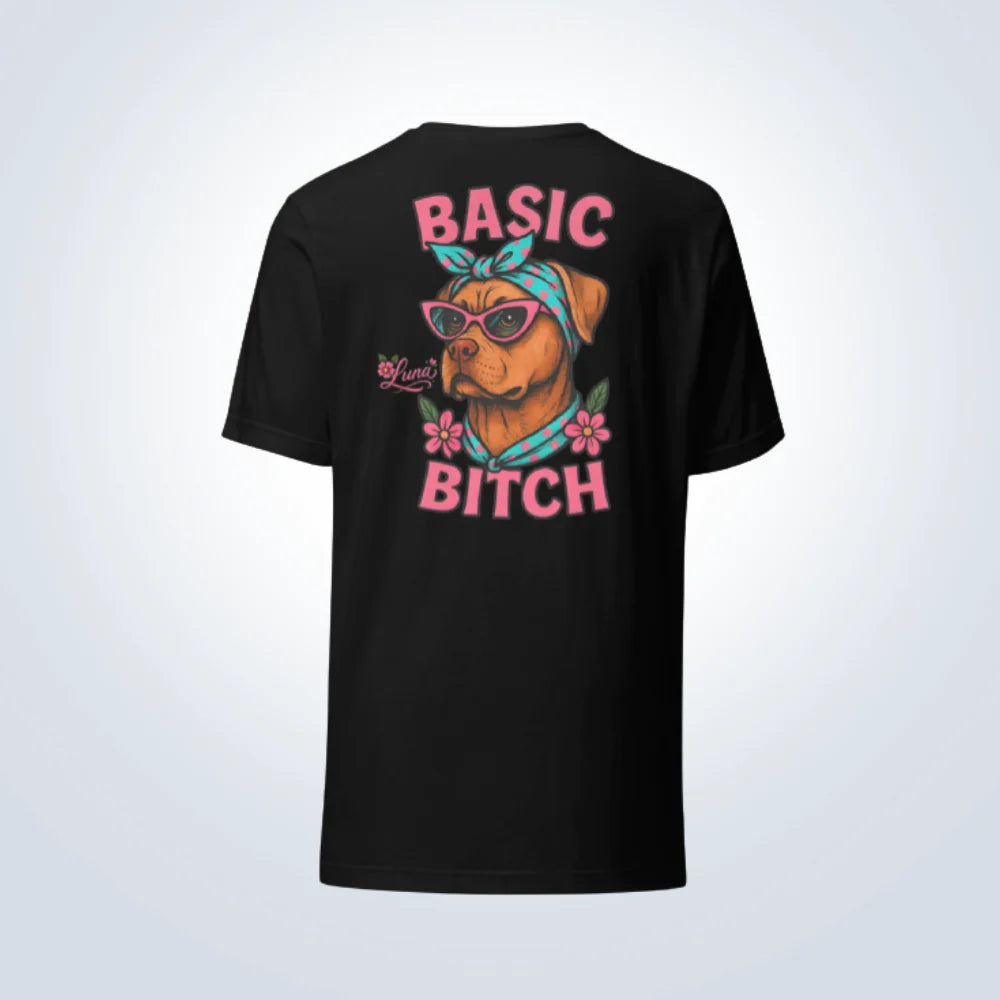 Basic Bitch Dogue de Bordeaux Perosnalised T-Shirt – Black – Back View