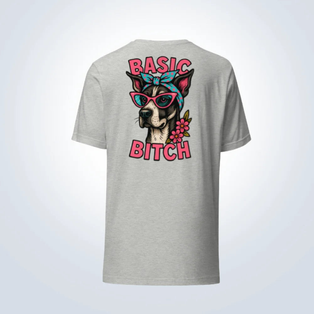 Basic Bitch Great Dane T-Shirt – Grey – Back View