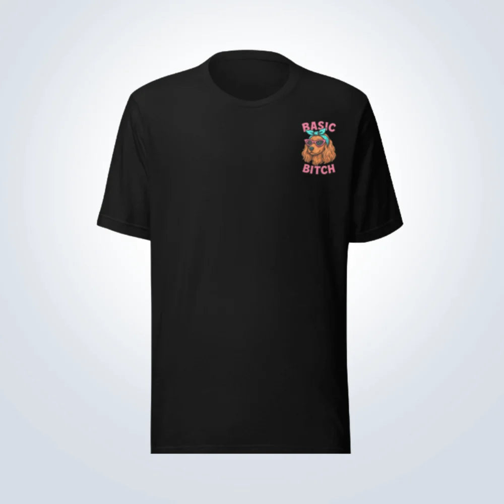 Basic Bitch Cocker Spaniel T-Shirt – Black – Front View