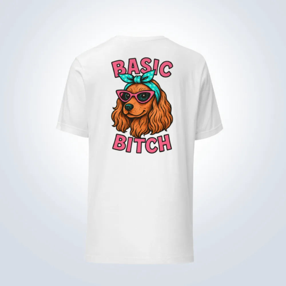 Basic Bitch Cocker Spaniel T-Shirt – White – Back View
