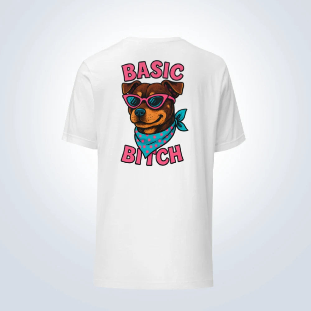 Basic Bitch Staffy T-Shirt – White – Back View