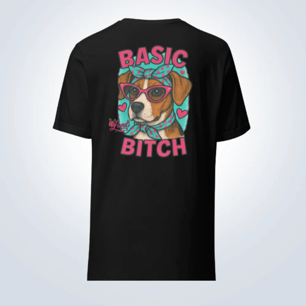 Basic Bitch Beagle T-Shirt – Black – Back View