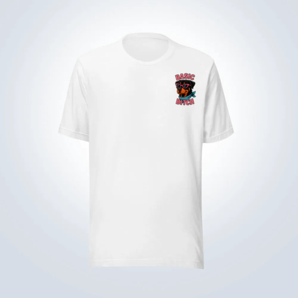 Basic Bitch Rottweiler T-Shirt – White – Front View