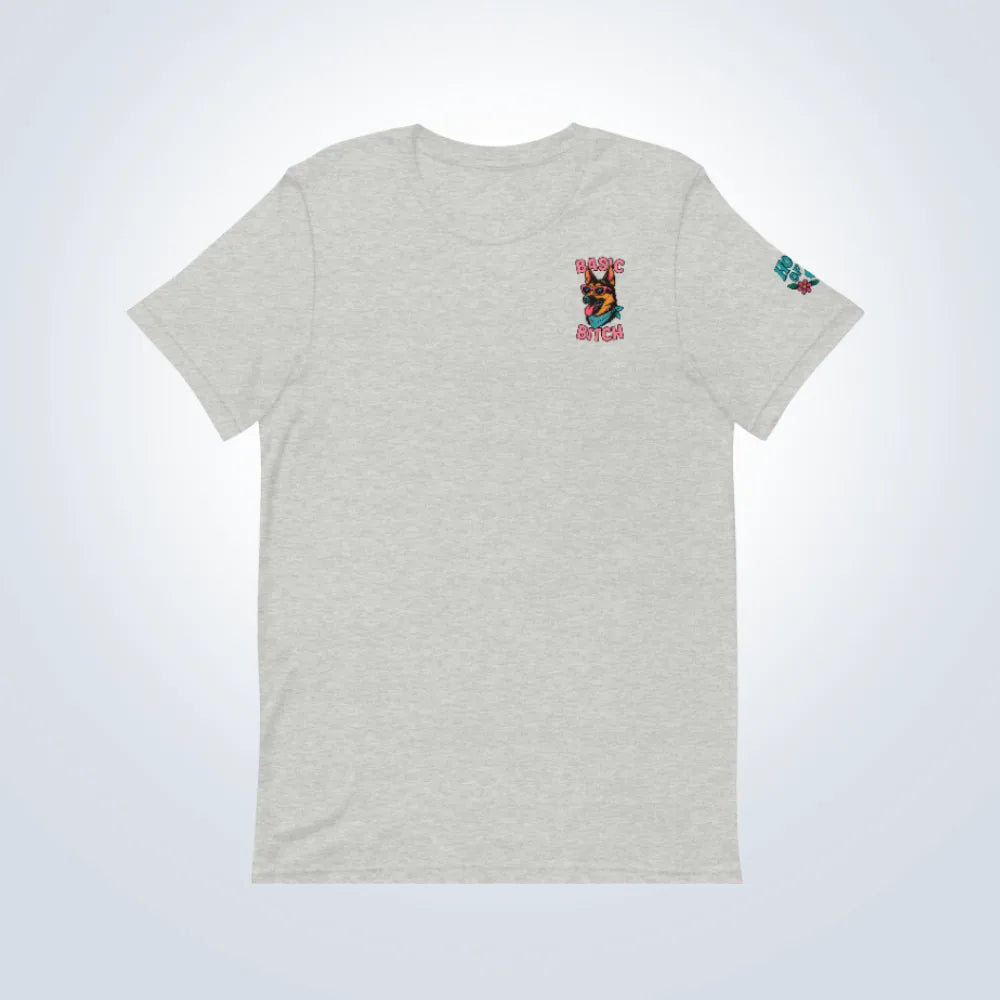 Basic Bitch German Shepherd T-Shirt – Grey – Front Flat lay