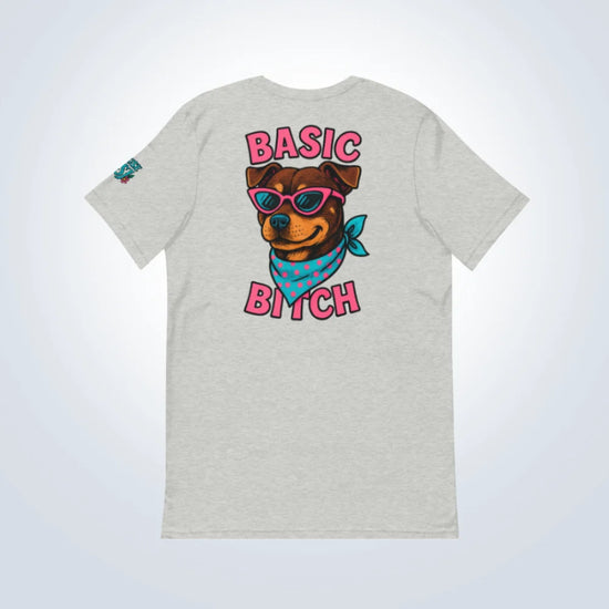 Basic Bitch Staffy T-Shirt – Grey – Back Flat lay