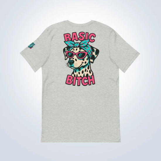 Basic Bitch Dalmatian T-Shirt – Grey – Back Flat lay