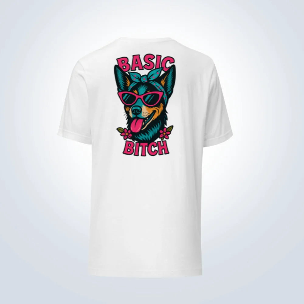 Basic Bitch Blue Heeler T-Shirt – White – Back View