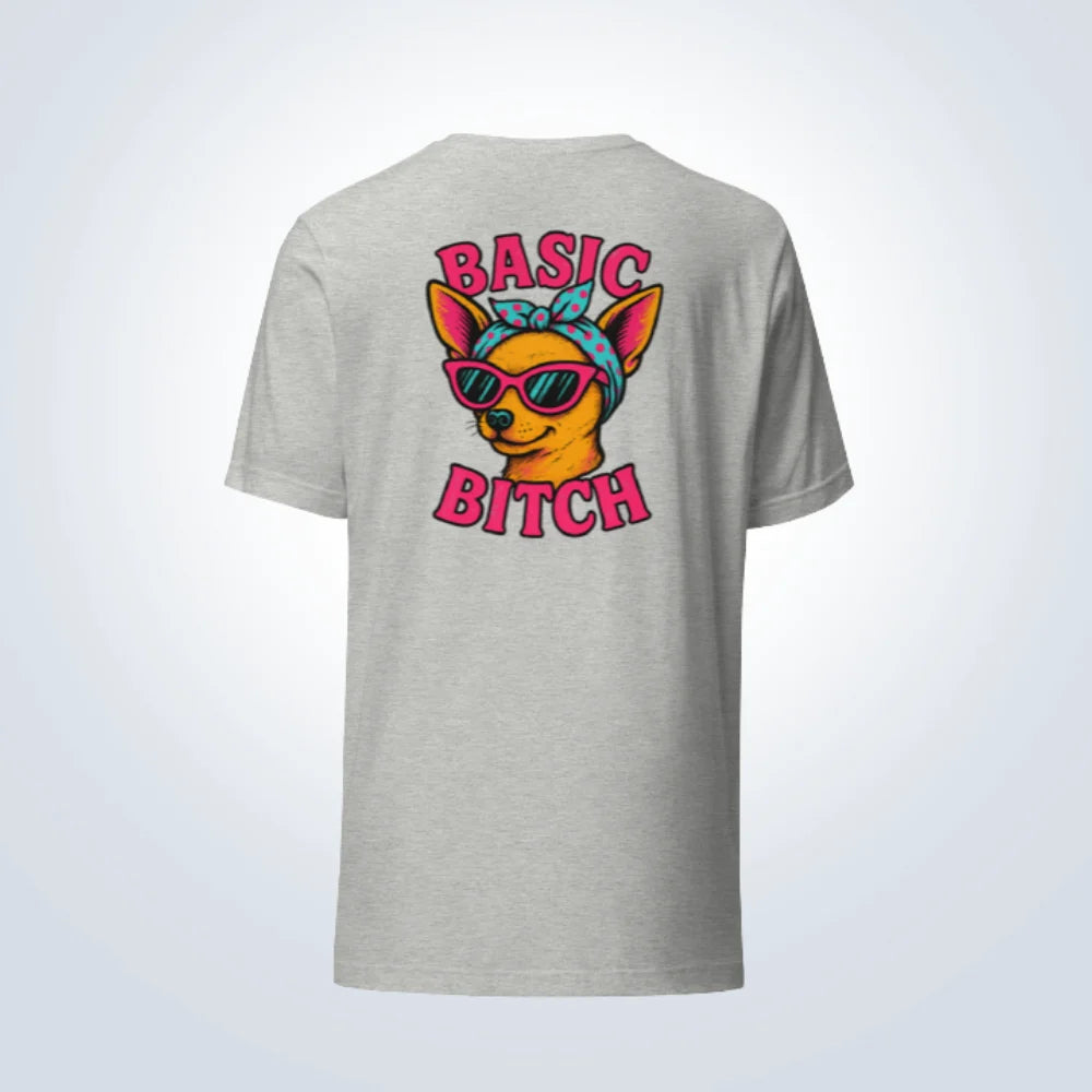 Basic Bitch Chihuahua T-Shirt – Grey – Back View