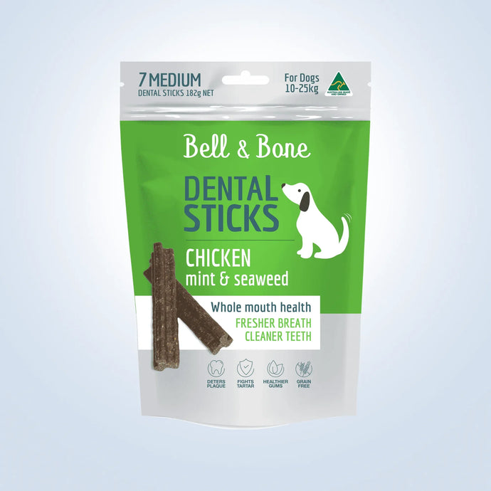Bell & Bone Dental Sticks Medium Chicken, Mint & Seaweed dog treats