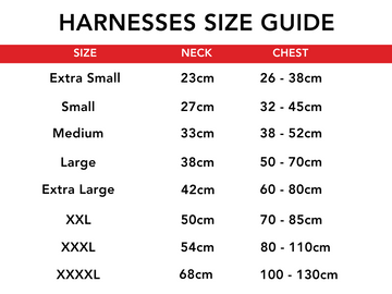 Harnesses Size Guide