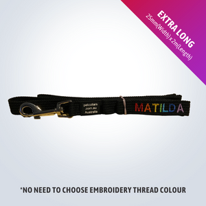 EXTRA LONG LEAD - Padded Handle Rainbow Embroidered