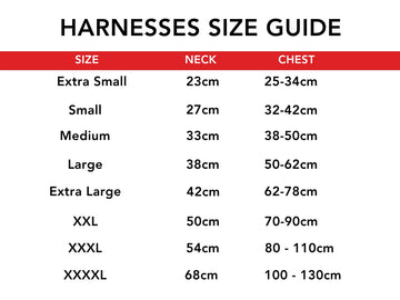 Harnesses Size Guide