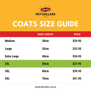 personalised dog coat size guide