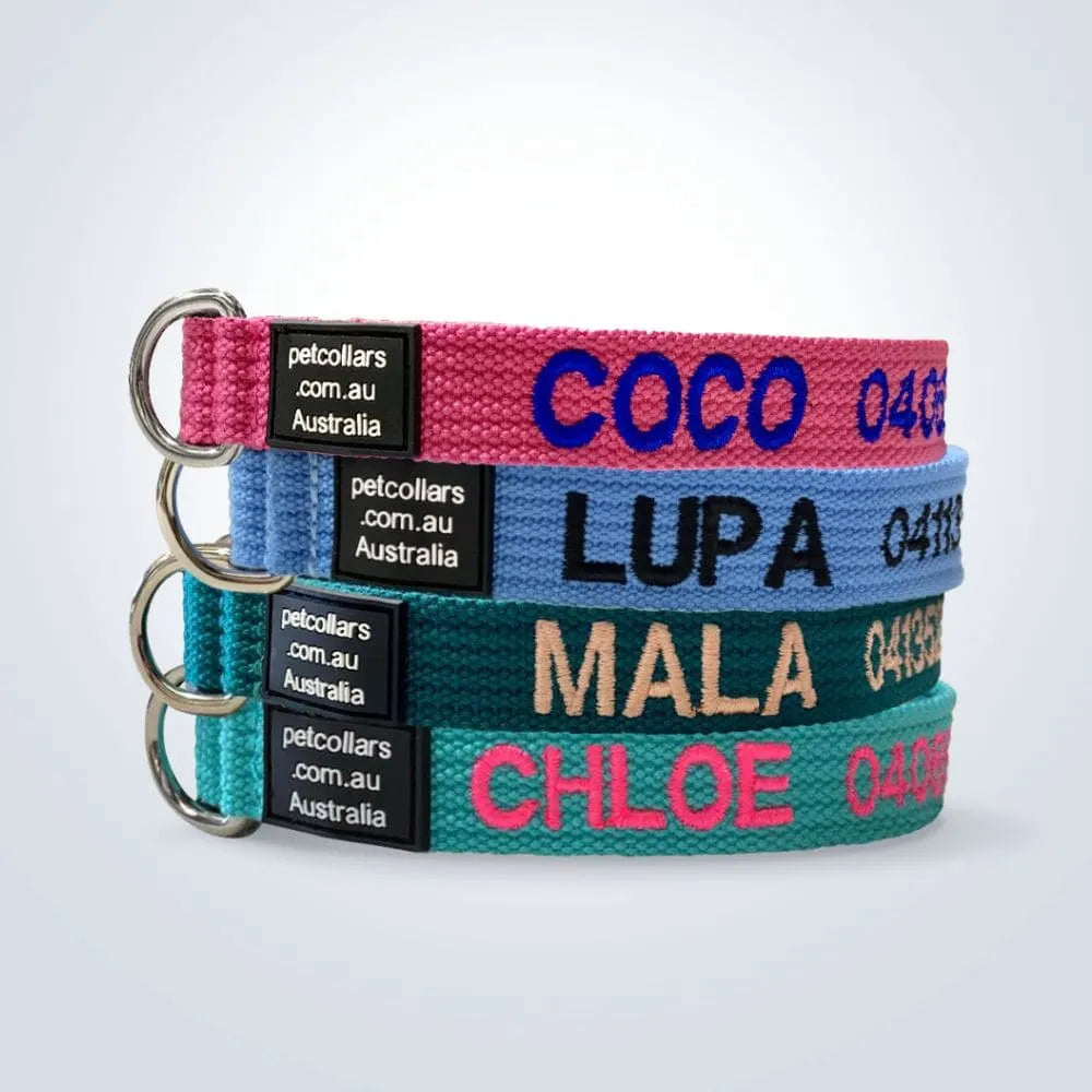 DOG COLLARS With Name and Phone Number, Medium - Embroidered – PetCollars.com.au