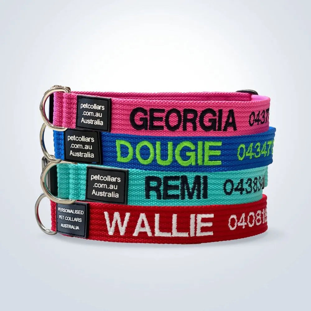 Australian Made DOG COLLARS Wide Medium Embroidered