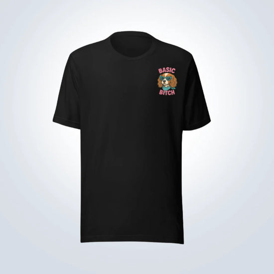 Basic Bitch Cavalier King Charles Spaniel T-Shirt – Black – Front View