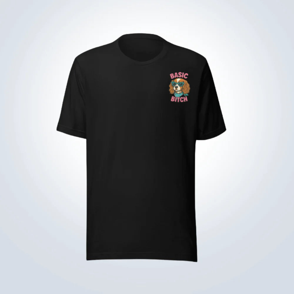Basic Bitch Cavalier King Charles Spaniel T-Shirt – Black – Front View