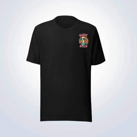 Basic Bitch Cavalier King Charles Spaniel T-Shirt – Black – Front View