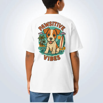Pawsitive Vibes Fox Terrier T-Shirt – White – Back View