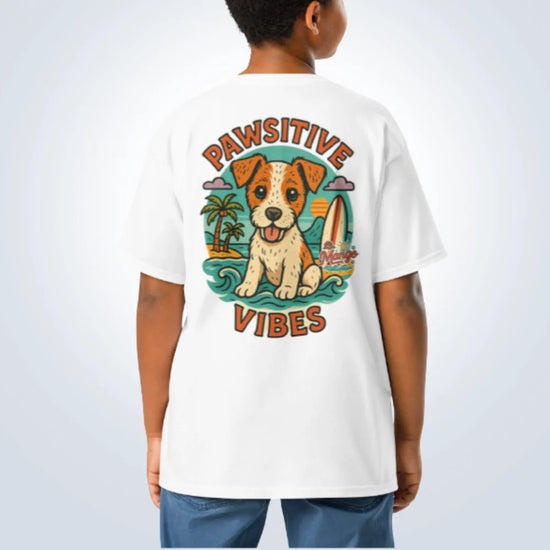 Pawsitive Vibes Fox Terrier T-Shirt – White – Back View