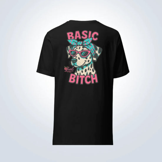 Basic Bitch Dalmatian Personalised T-Shirt – Black – Back View