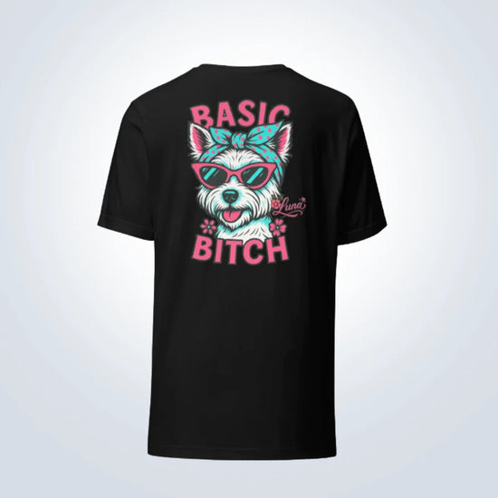 Basic Bitch West Highland Terrier Personalised T-Shirt – Black – Back View