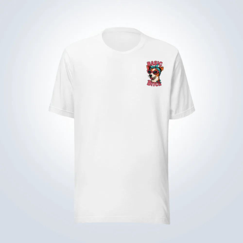 Basic Bitch Jack Russell T-Shirt – White – Front View