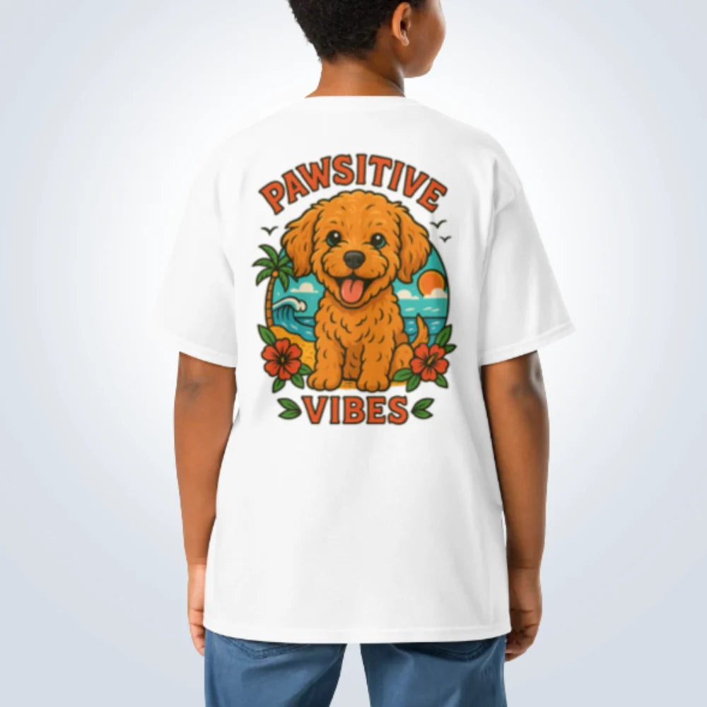 Pawsitive Vibes Cavoodle T-Shirt – White – Back View