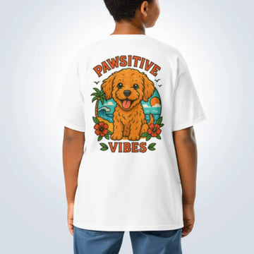 Pawsitive Vibes Cavoodle T-Shirt – White – Back View