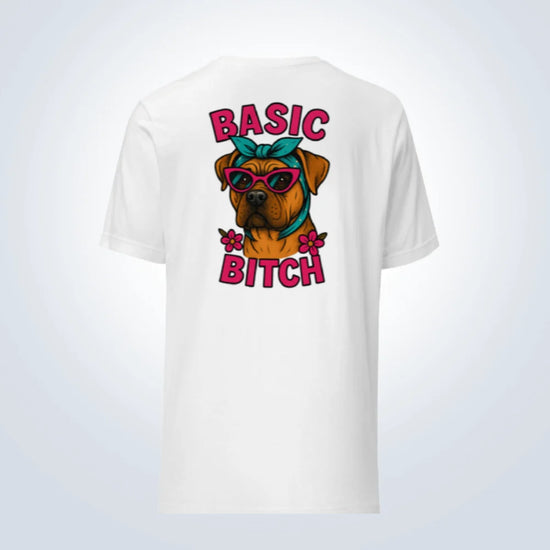 Basic Bitch Bull Mastiff T-Shirt – White – Back View