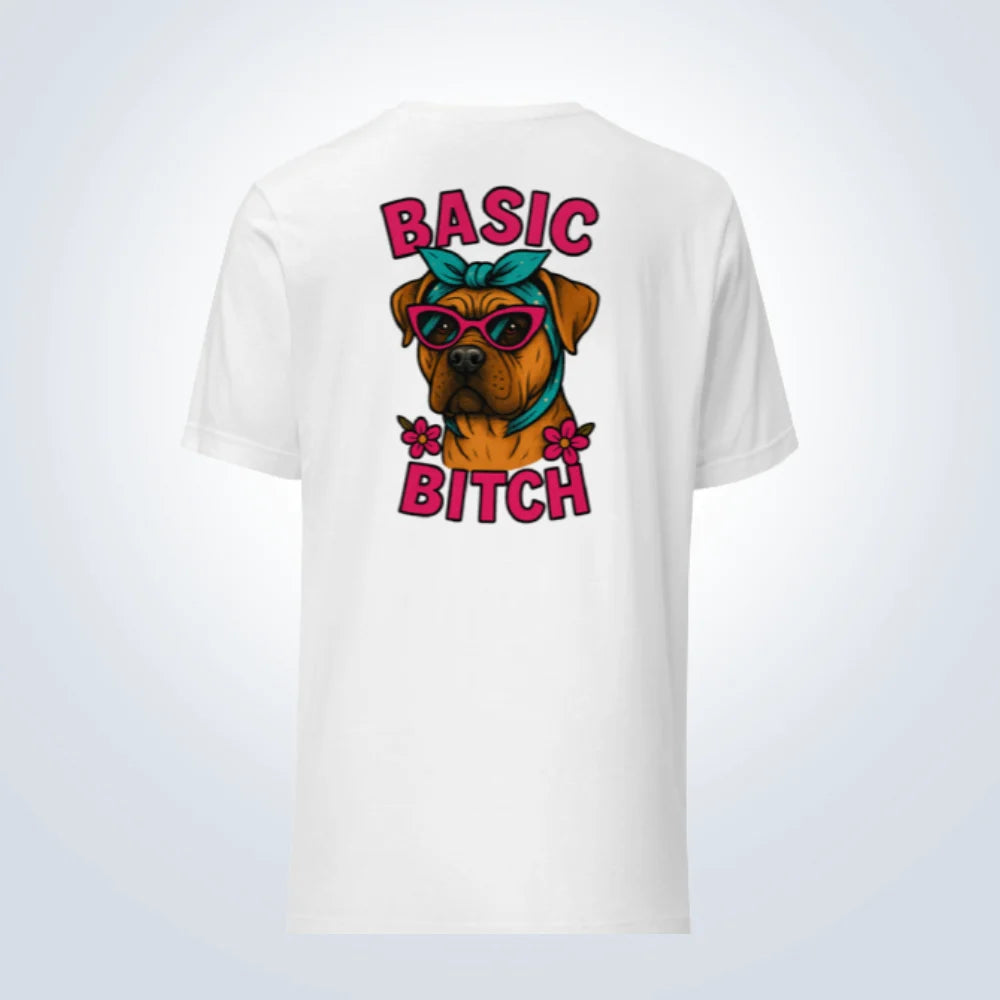 Basic Bitch Bull Mastiff T-Shirt – White – Back View