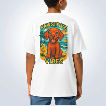 Pawsitive Vibes Hungarian Vizsla T-Shirt – White – Back View