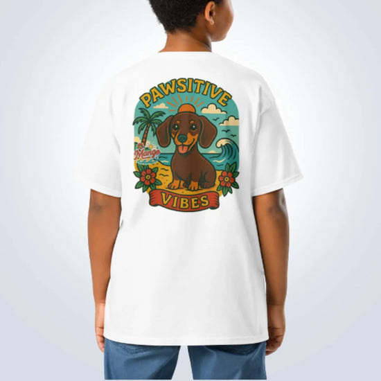 Pawsitive Vibes Dachshund T-Shirt – White – Back View