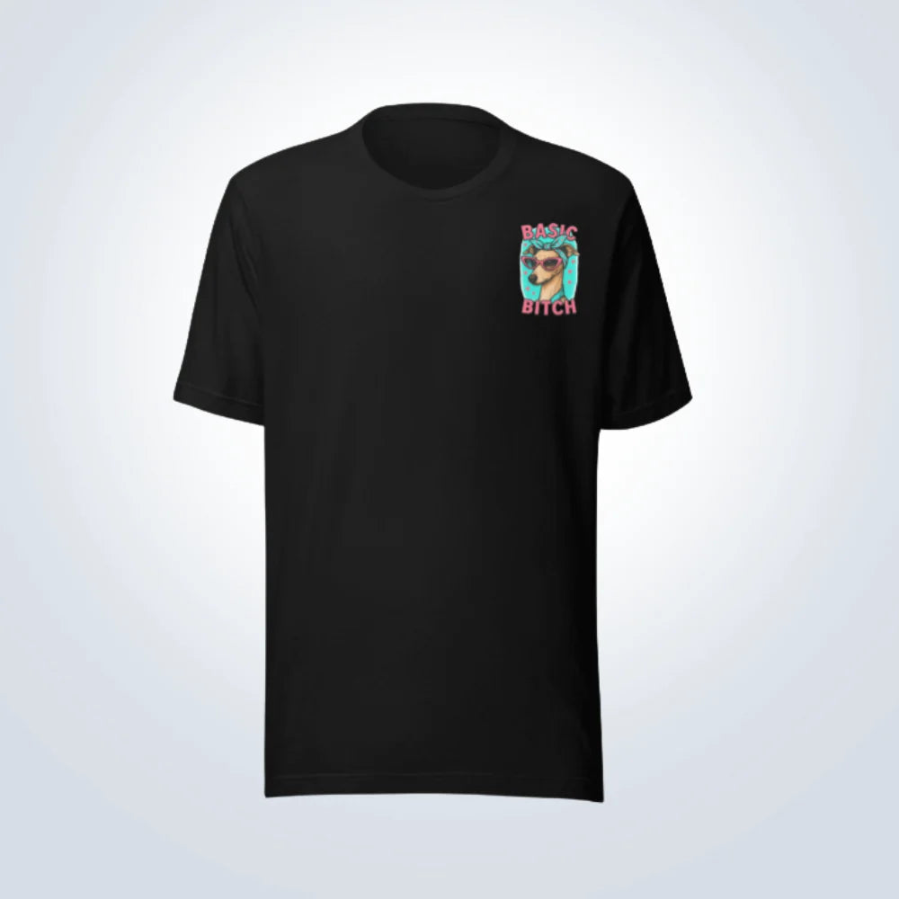 Basic Bitch Italian Greyhound T-Shirt – Black – Front View