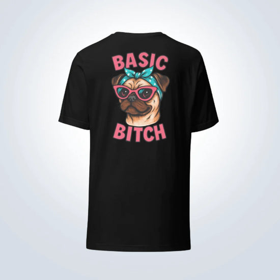 Basic Bitch Pug T-Shirt – Black – Back View