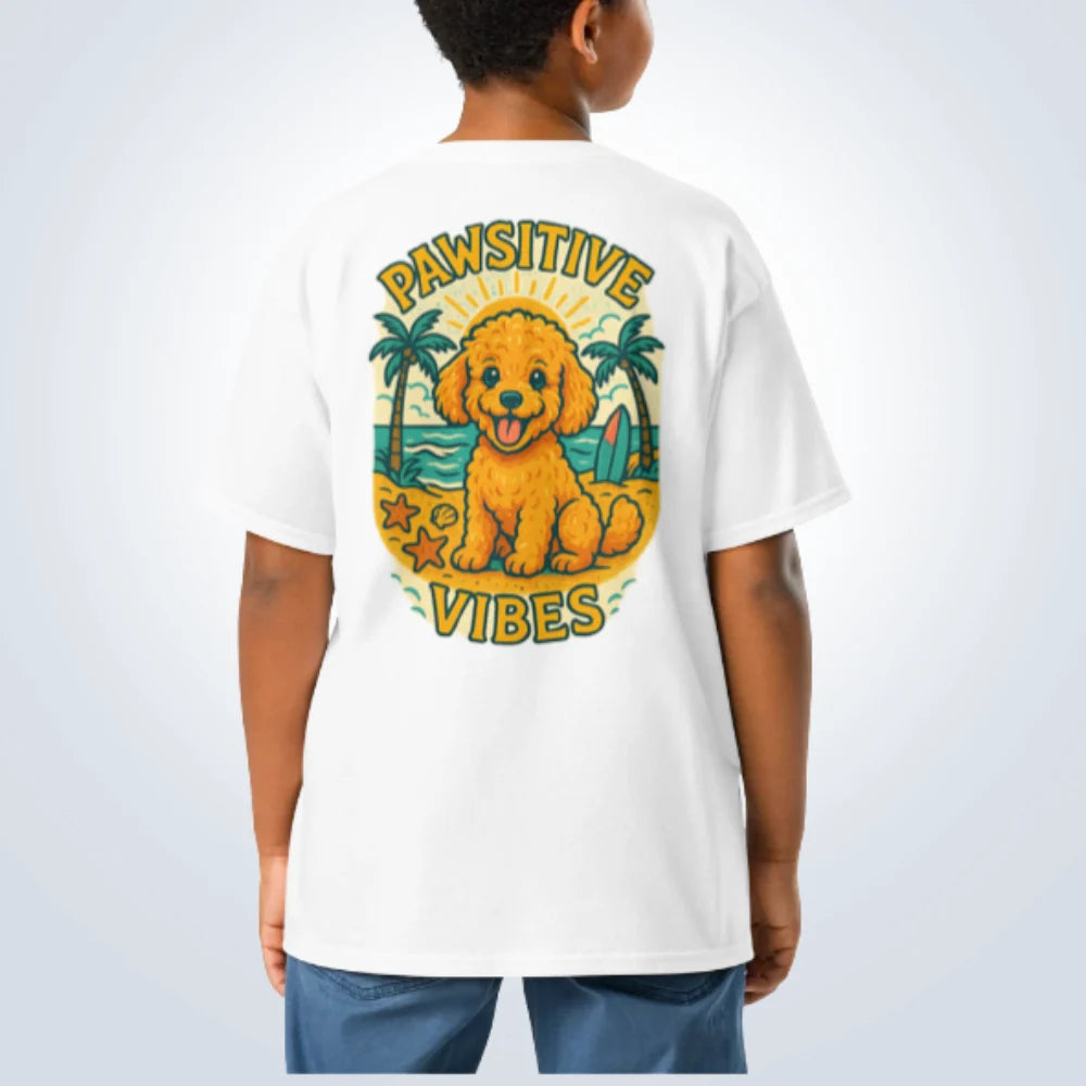 Pawsitive Vibes Poodle T-Shirt – White – Back View